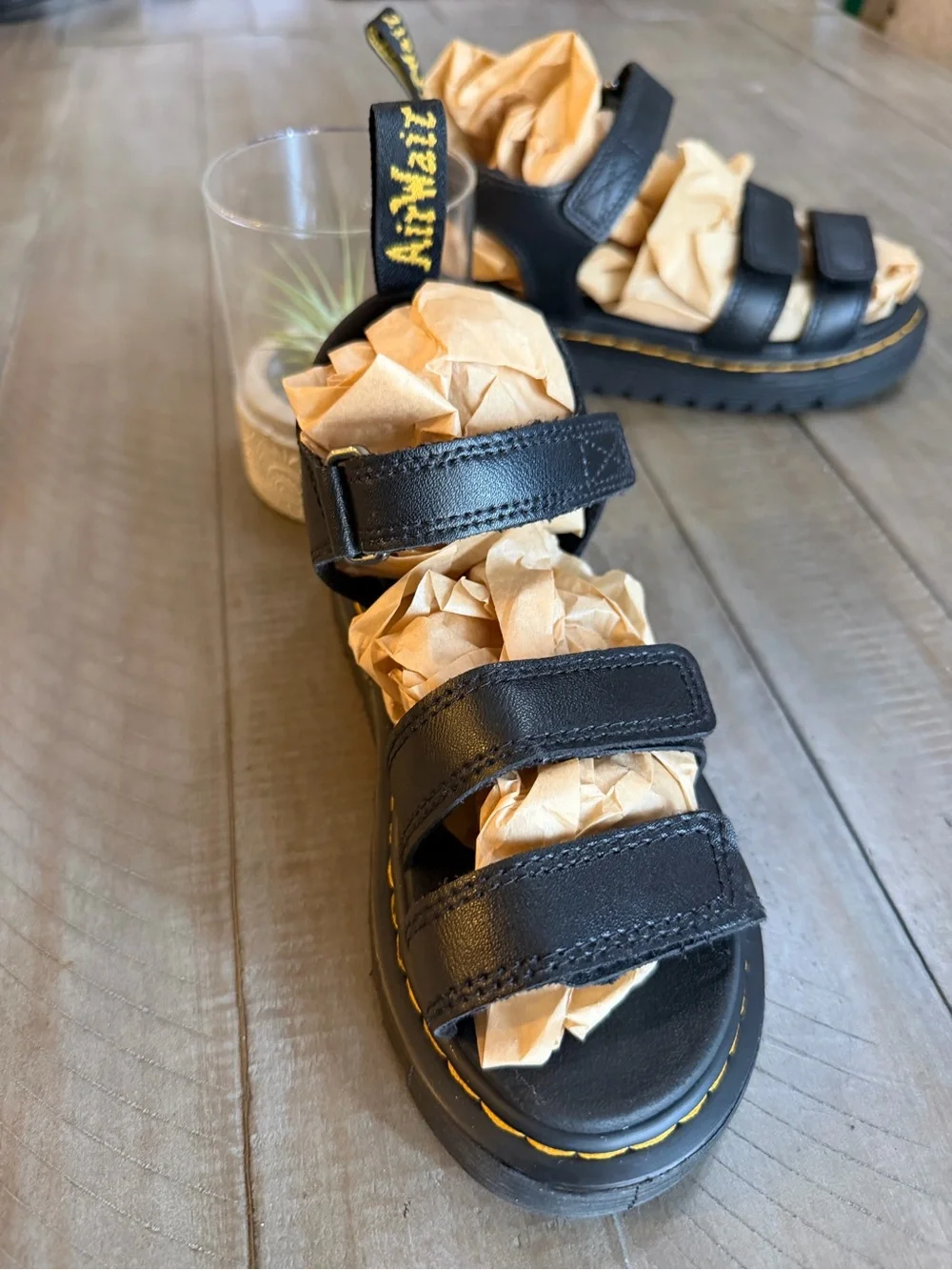 DR. MARTENS JUNIOR KLAIRE LEATHER STRAP SANDALS